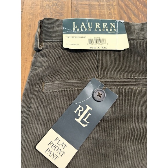 NWT $65 Men's Lauren Ralph Lauren Green Corduroy Pants 36Wx32L Flat front Pant - Picture 11 of 11